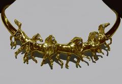 14K running horses necklace